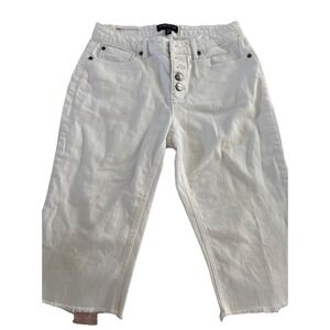 Kenneth Cole NY  Size 4‎ Jeans Capri White button fly Wider Leg Waist 30 Crisp